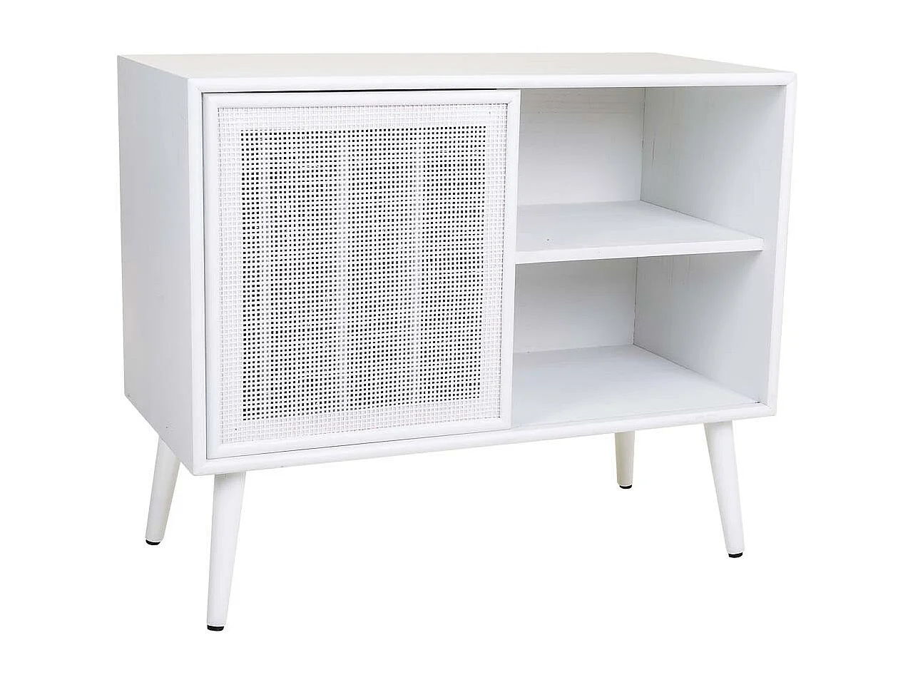 Armário baixo de madeira e grade branca 80x38x67