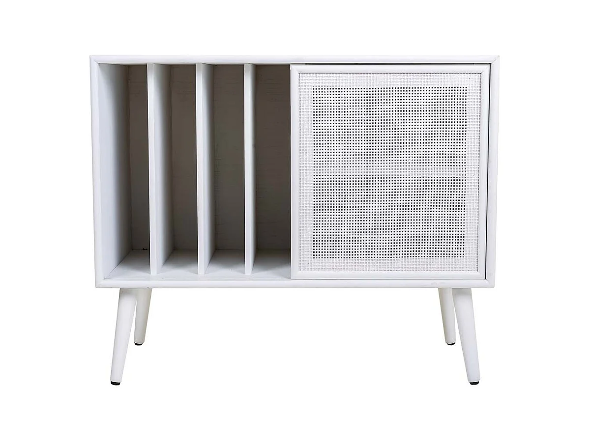 Unterschrank aus weißem Holz und Gitter, 80x38x67h cm