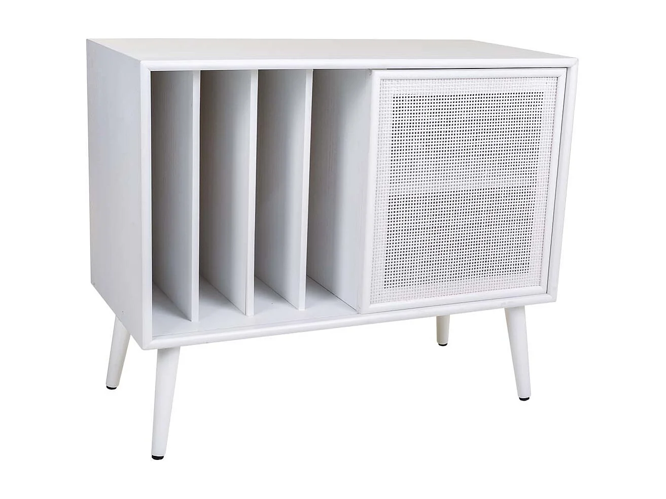 Armário baixo de madeira e grade branca 80x38x67