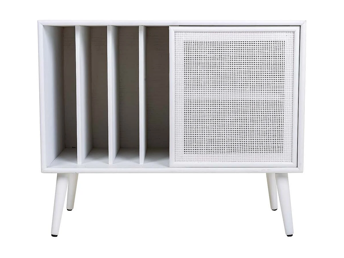 Meuble bas en bois avec grillage blanc 80x38x67h