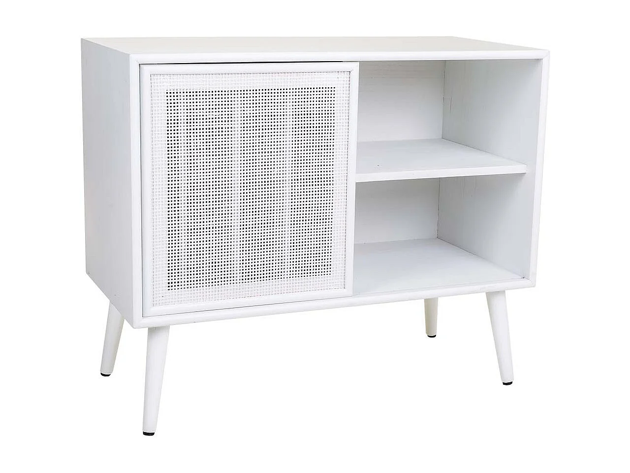 Meuble bas en bois avec grillage blanc 80x38x67h