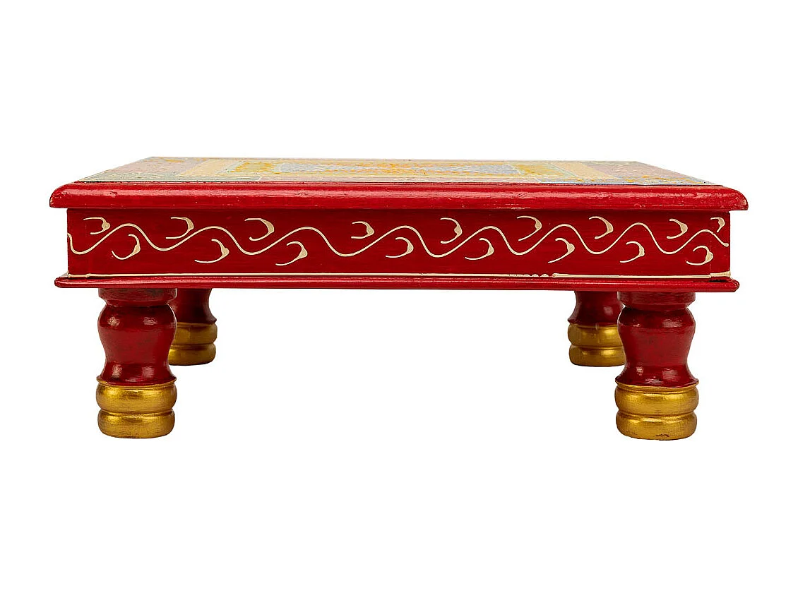 Mesa lateral de madeira pintada à mão 38x38x14