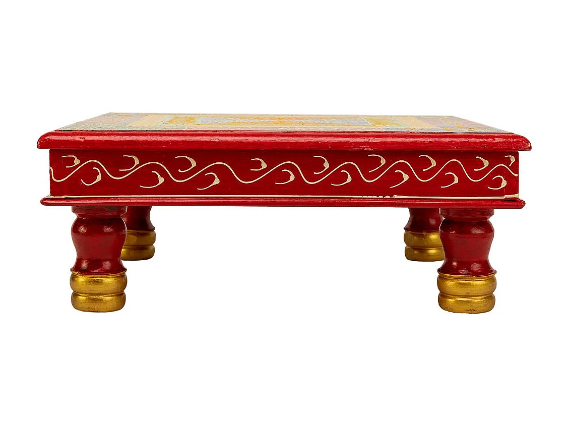 Mesa lateral de madeira pintada à mão 38x38x14
