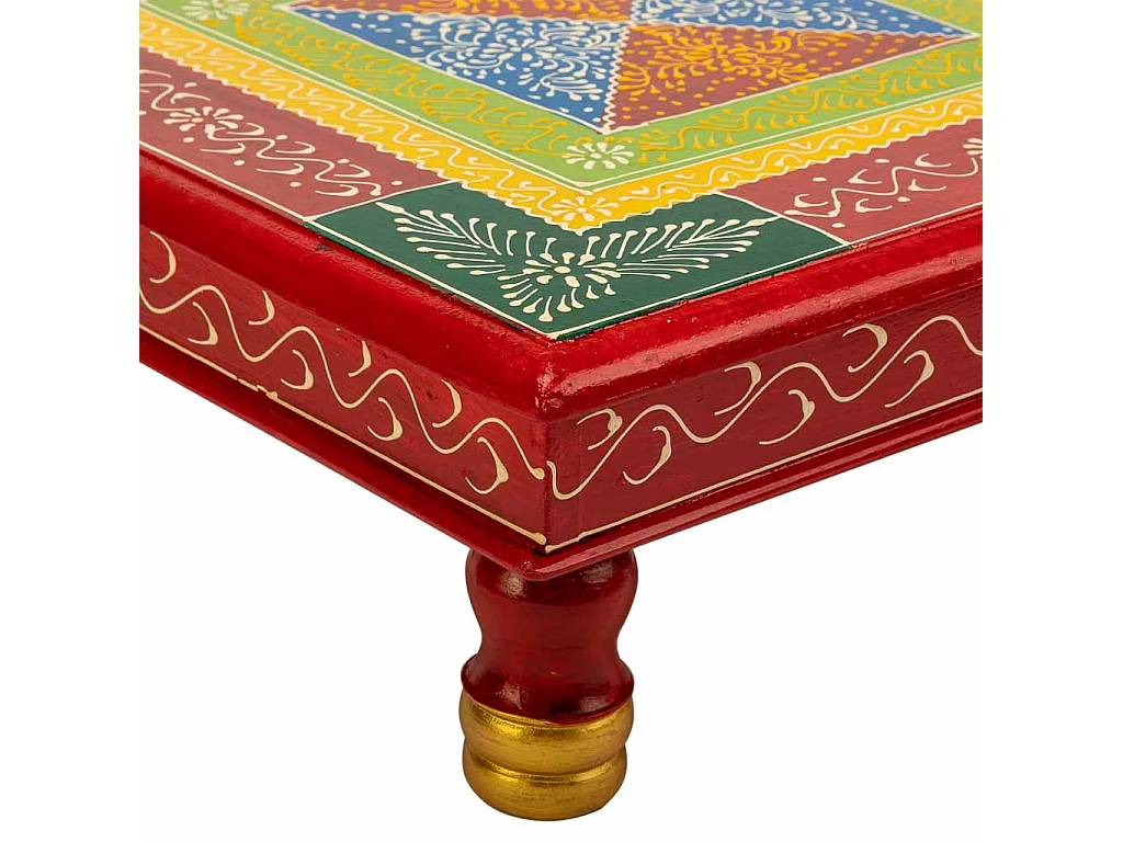Mesa lateral de madeira pintada à mão 38x38x14