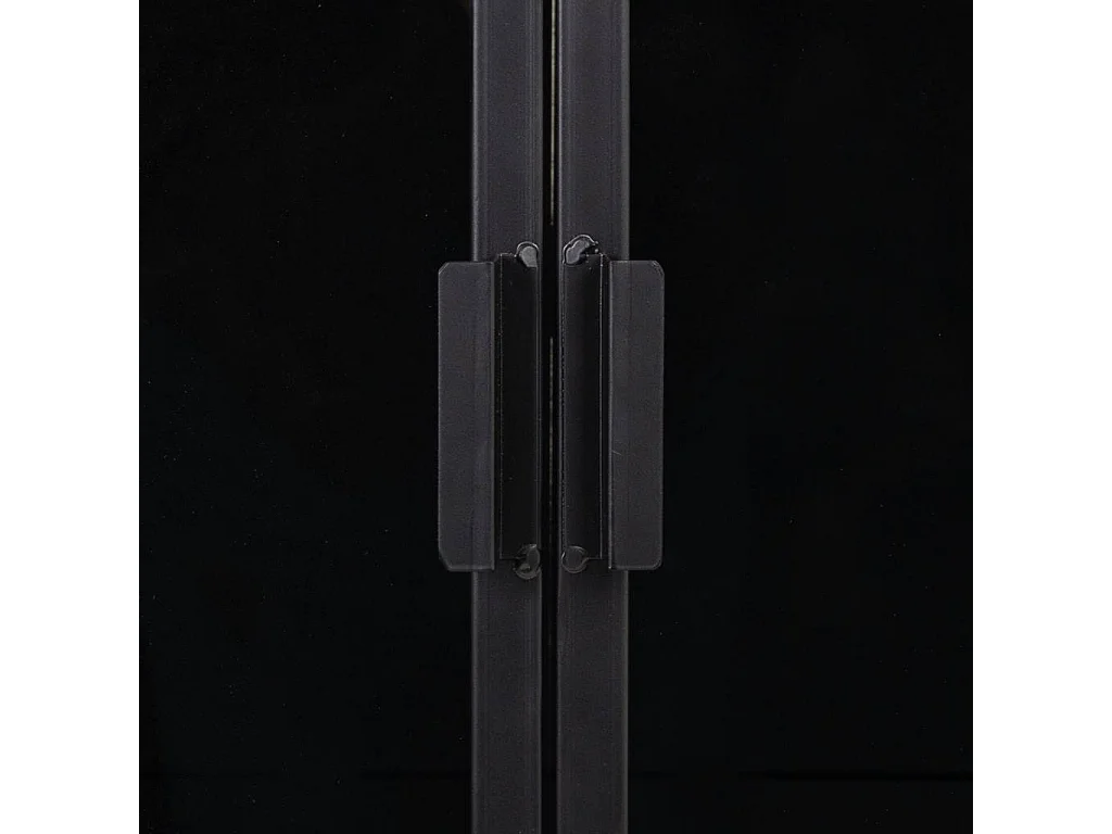 Armário baixo de metal e madeira preto 161x41x50,5h cm