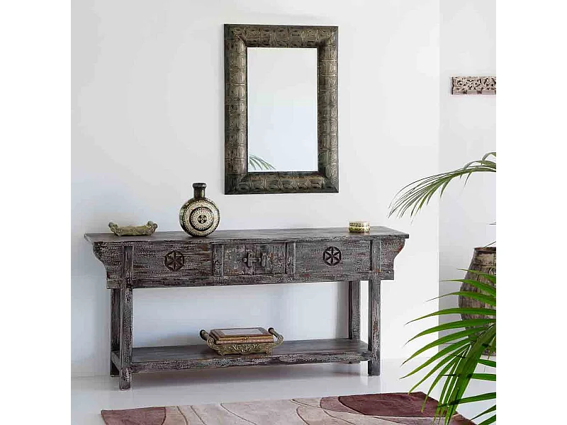 Porta-joias em metal com relevo cor cobre 43x25x12