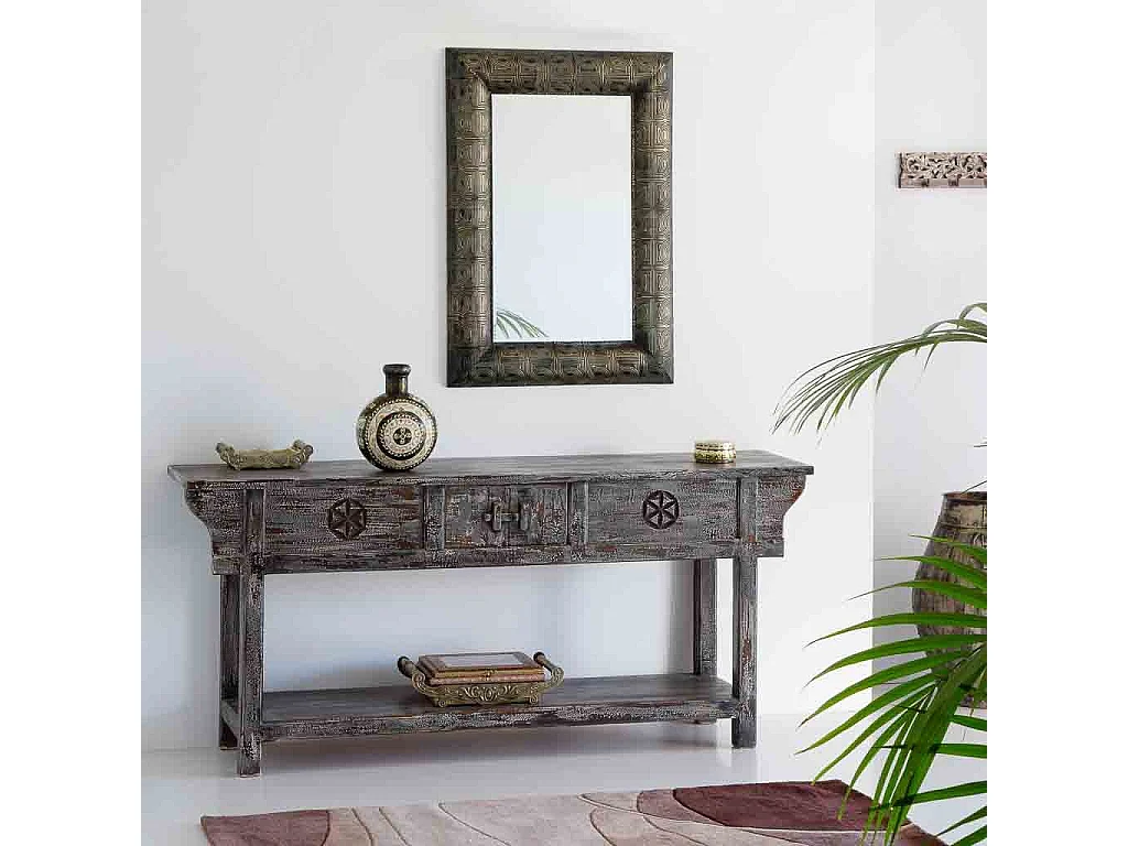 Porta-joias em metal com relevo cor cobre 43x25x12