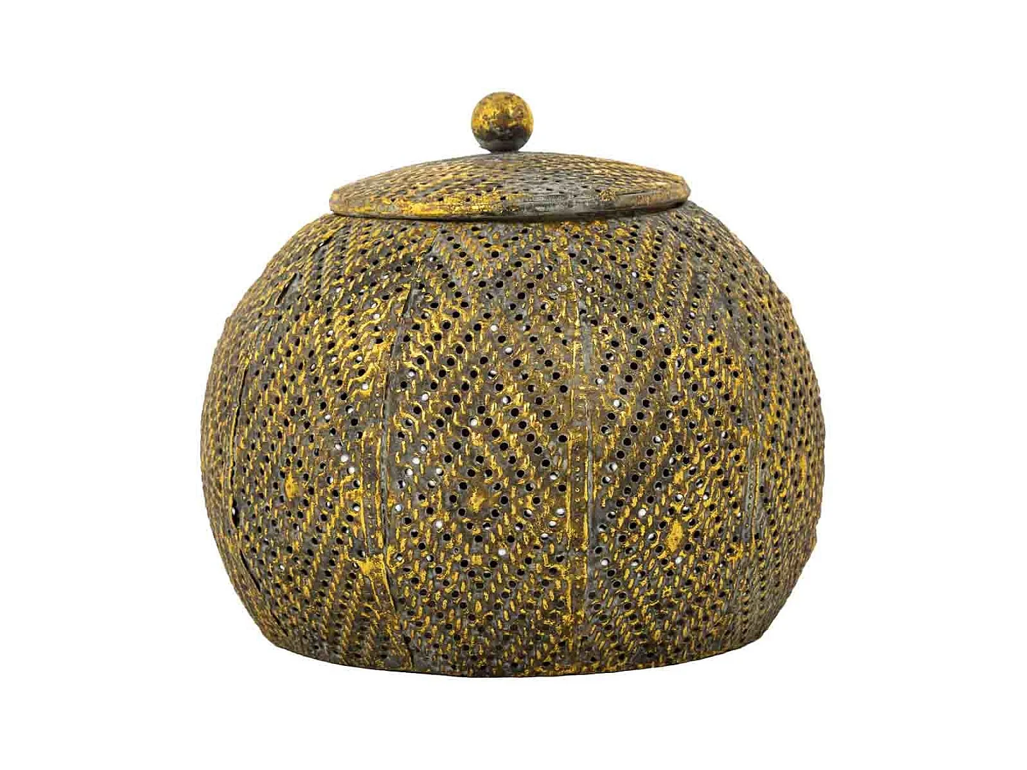 Boîte à bijoux en métal doré 15x15x12.5h