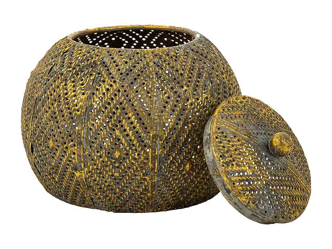 Portagioie in metallo dorato 15x15x12,5h