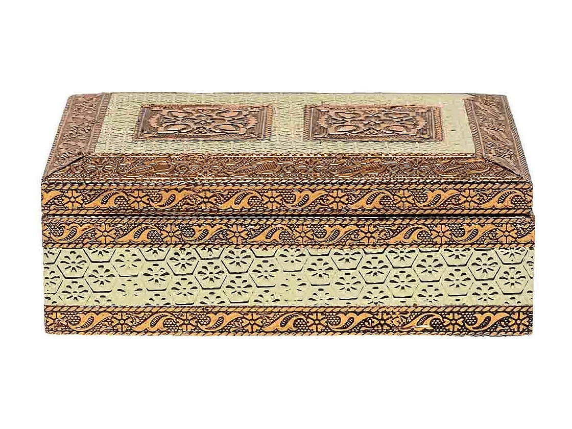 Portagioie in metallo goffrato color rame 17,5x12,5x6h