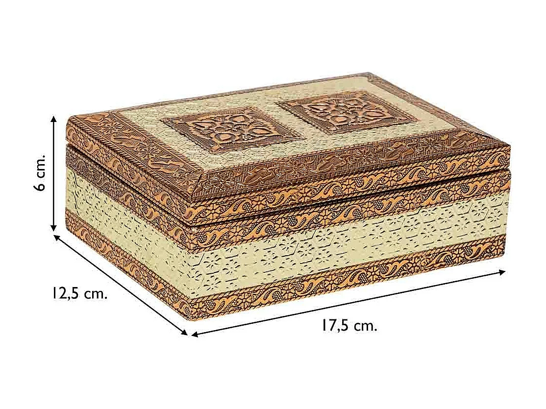 Portagioie in metallo goffrato color rame 17,5x12,5x6h