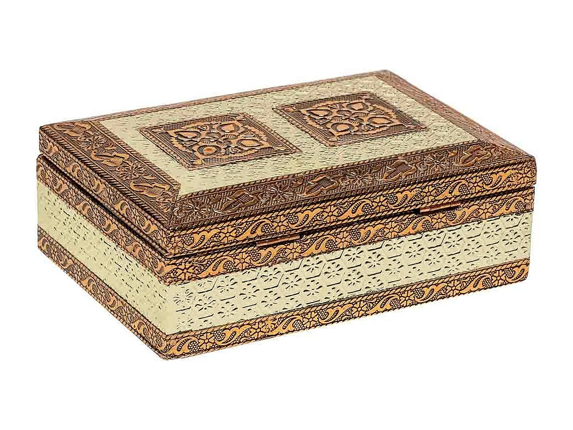 Portagioie in metallo goffrato color rame 17,5x12,5x6h