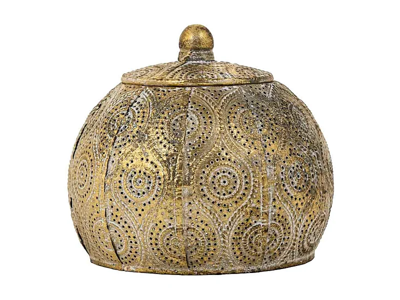 Porta-joias em metal dourado 15x15x13,5