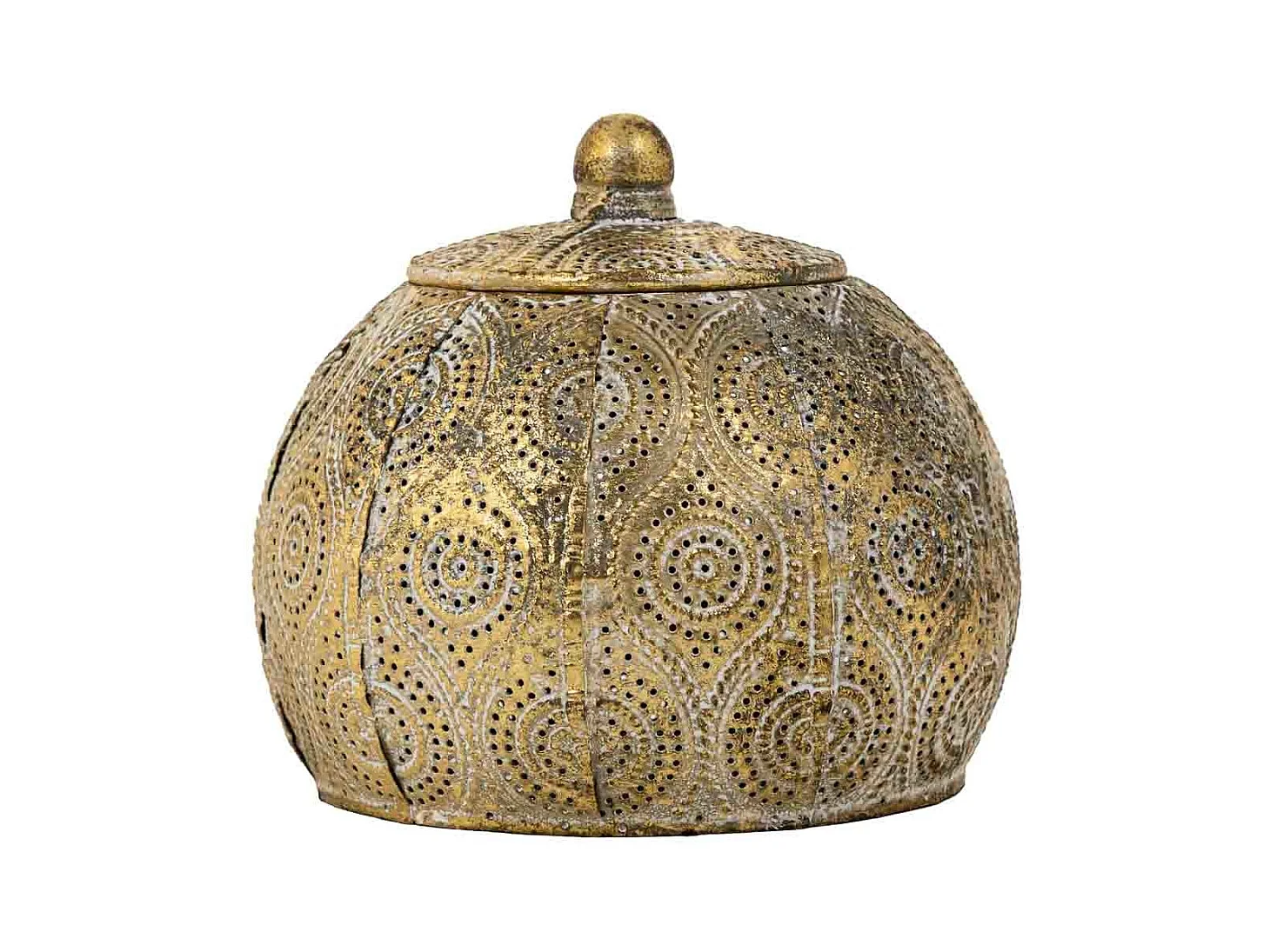 Boîte à bijoux en métal doré 15x15x13.5h