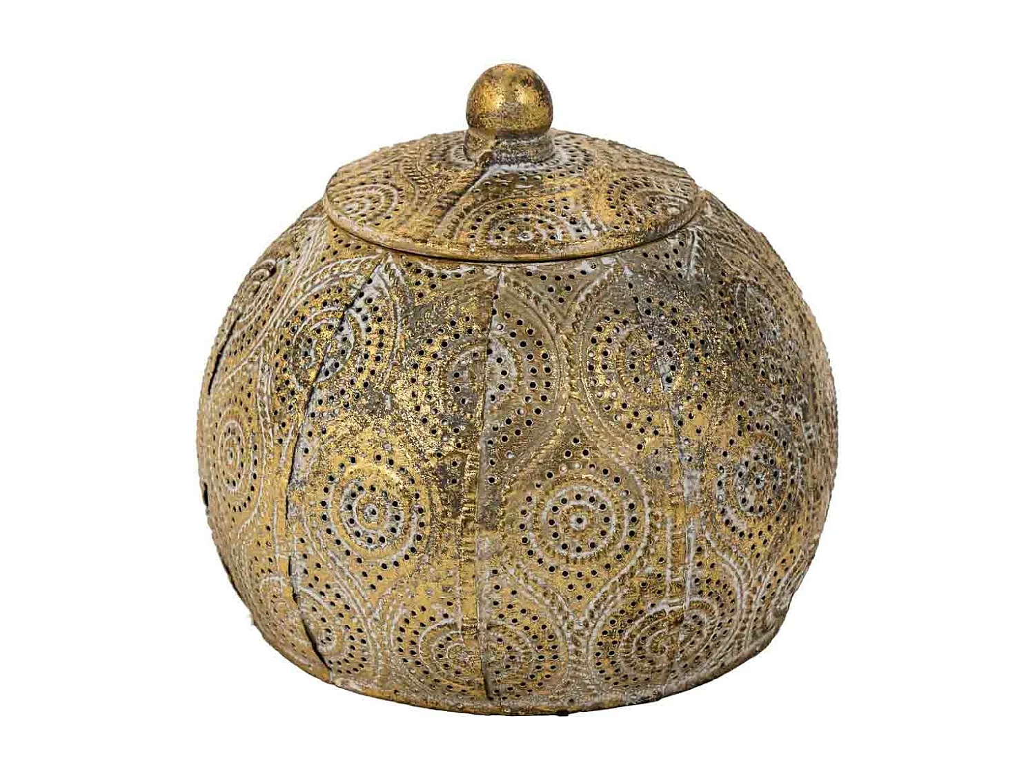 Portagioie in metallo dorato 15x15x13,5h