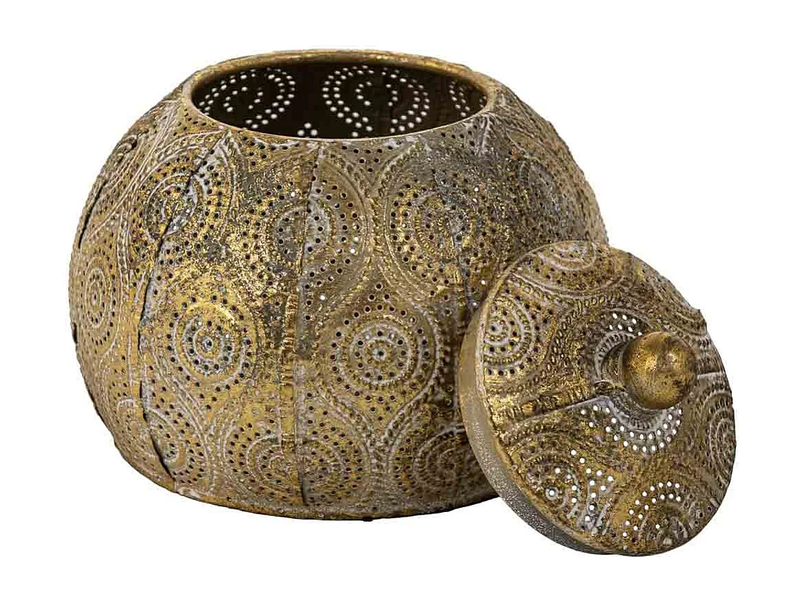 Goldene Schmuckschatulle aus Metall, 15x15x13,5h cm