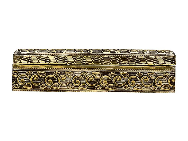 Caixa de joias de metal com relevo dourado 20x20x5