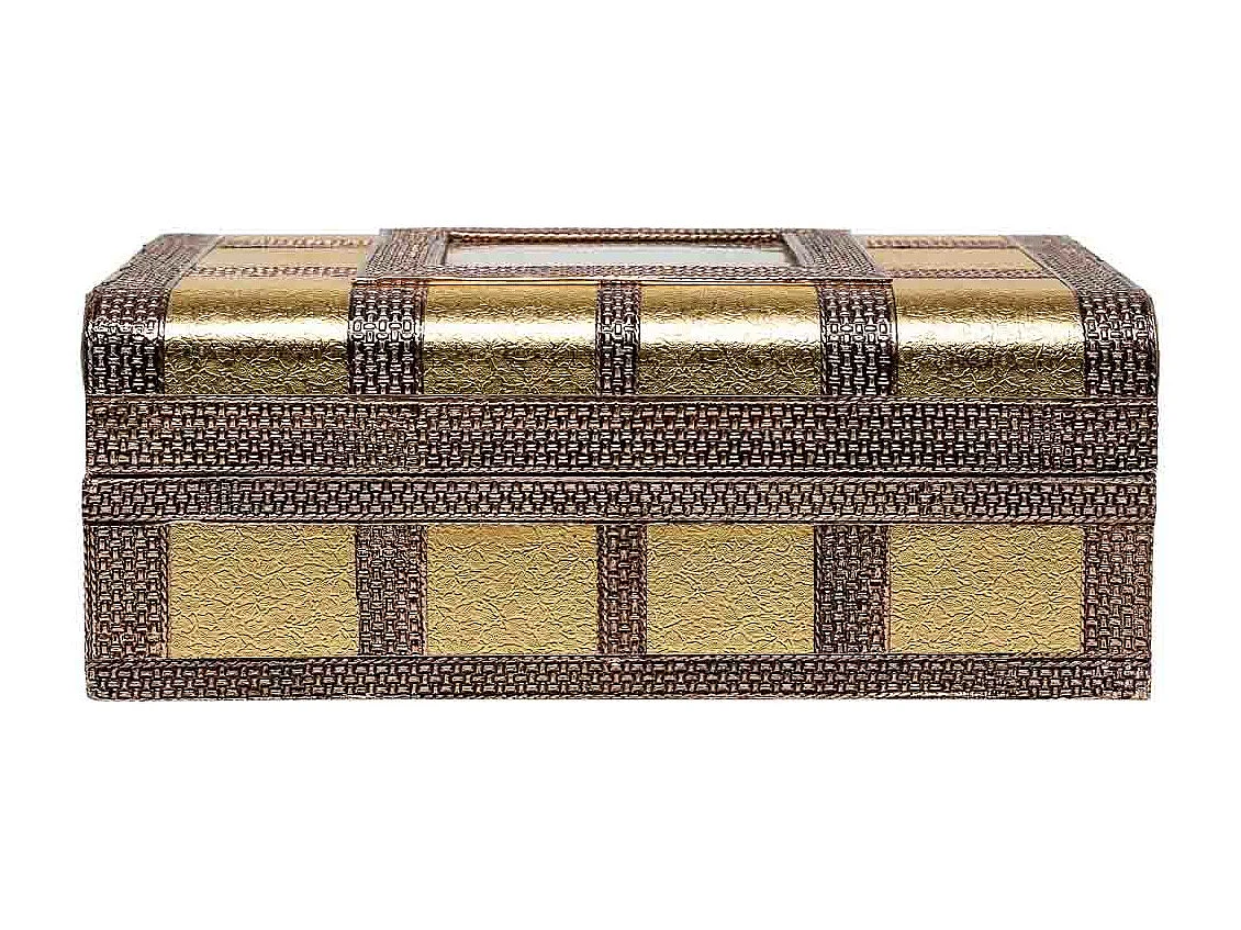 Schmuckschatulle aus goldgeprägtem Metall, 27,5 x 20 x 7,5 h cm