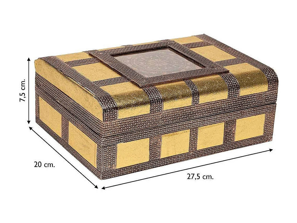 Schmuckschatulle aus goldgeprÃ¤gtem Metall, 27,5 x 20 x 7,5 h cm