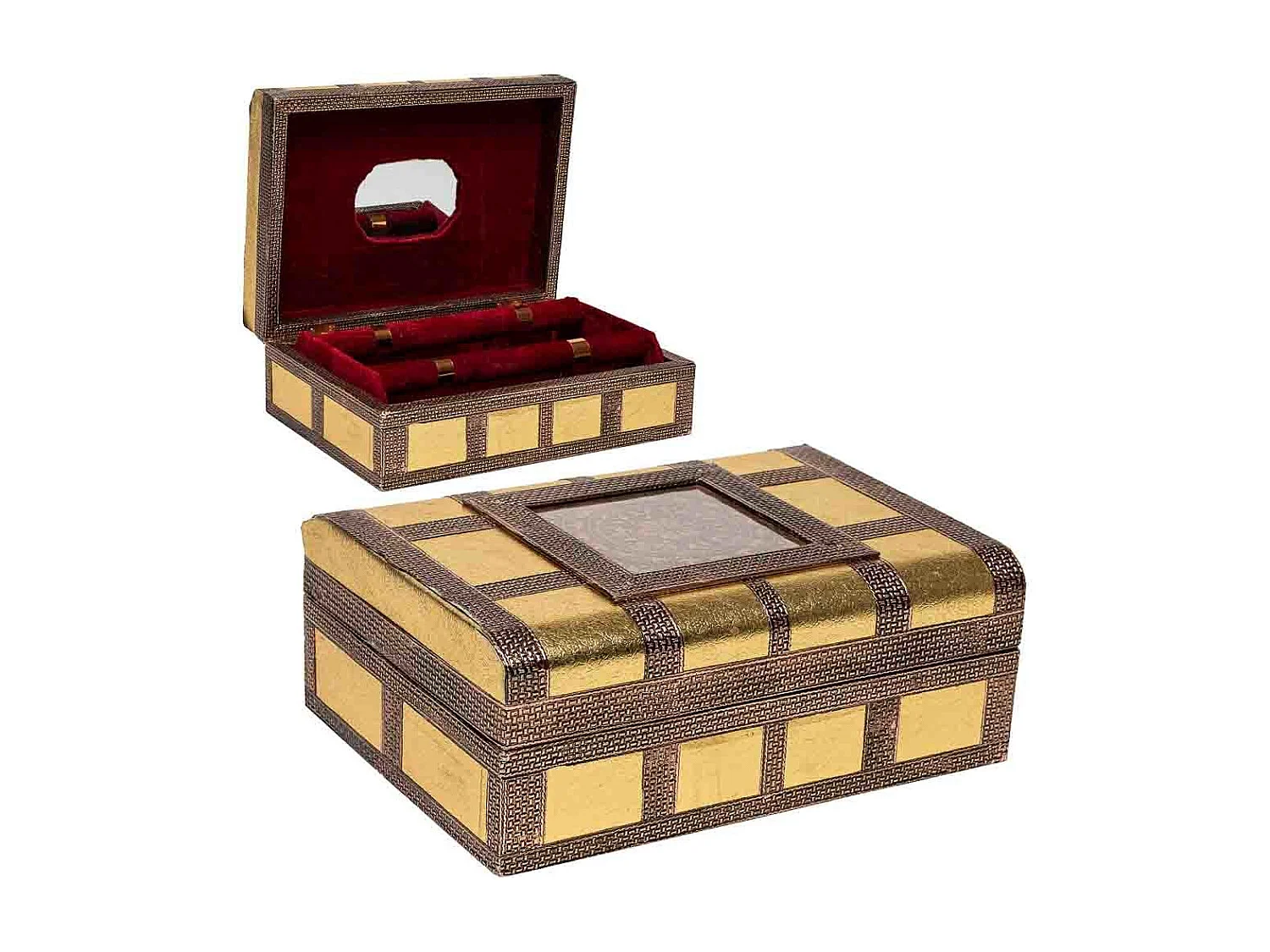 Portagioie in metallo dorato sbalzato 27,5x20x7,5h