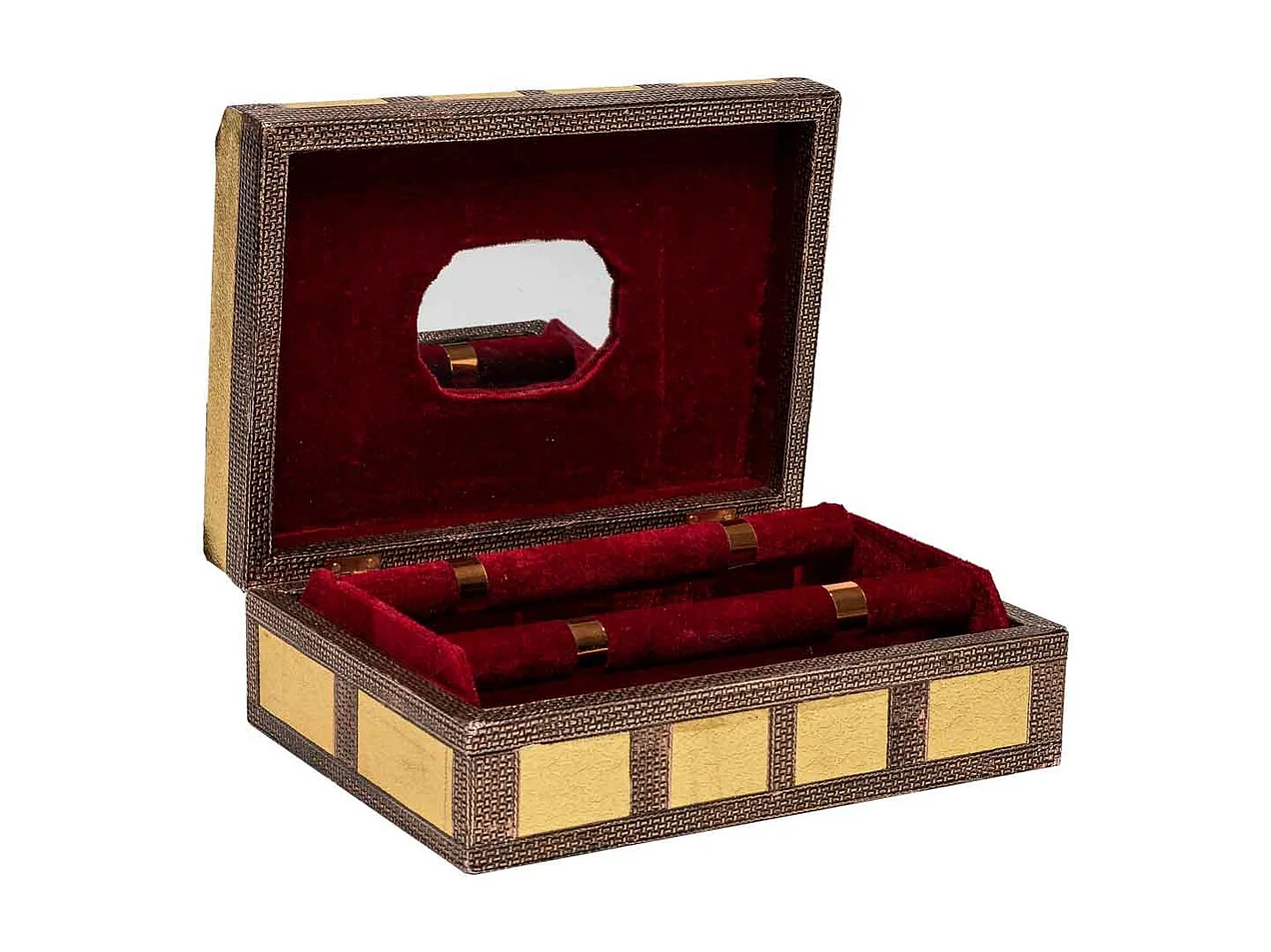 Portagioie in metallo dorato sbalzato 27,5x20x7,5h