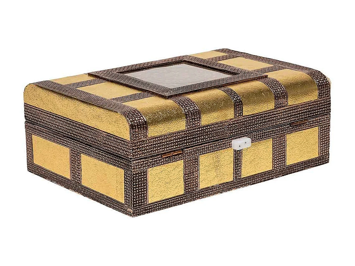 Portagioie in metallo dorato sbalzato 27,5x20x7,5h