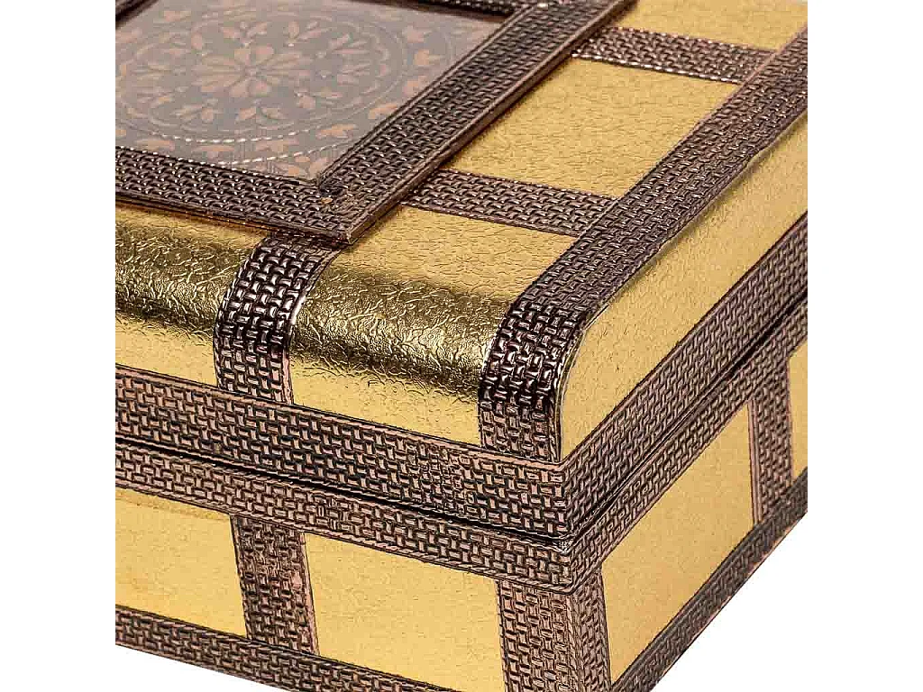 Portagioie in metallo dorato sbalzato 27,5x20x7,5h