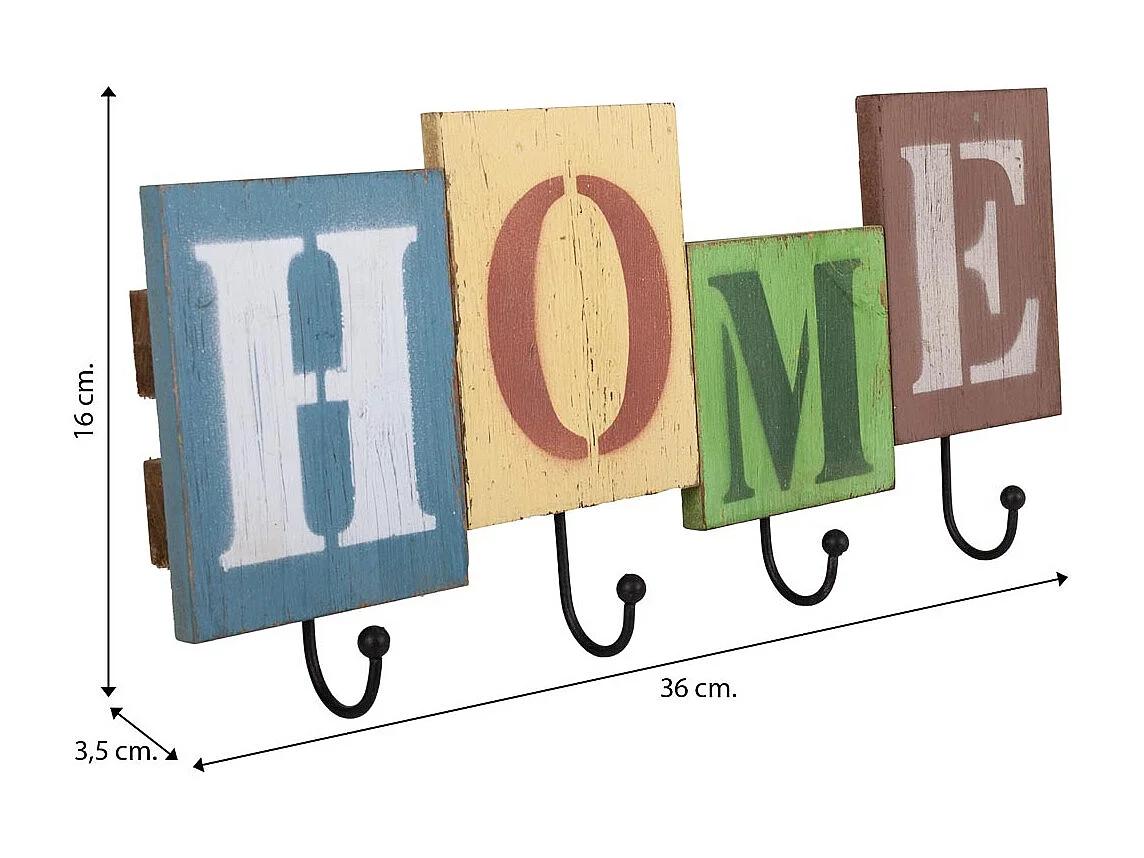 Appendiabiti in legno e metallo 36x3,5x16h