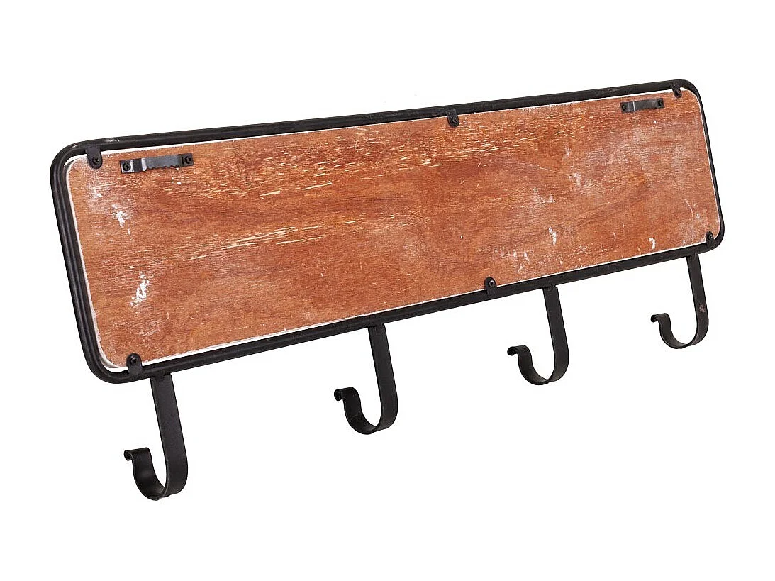 Percha de madera y metal blanco 60x5x22