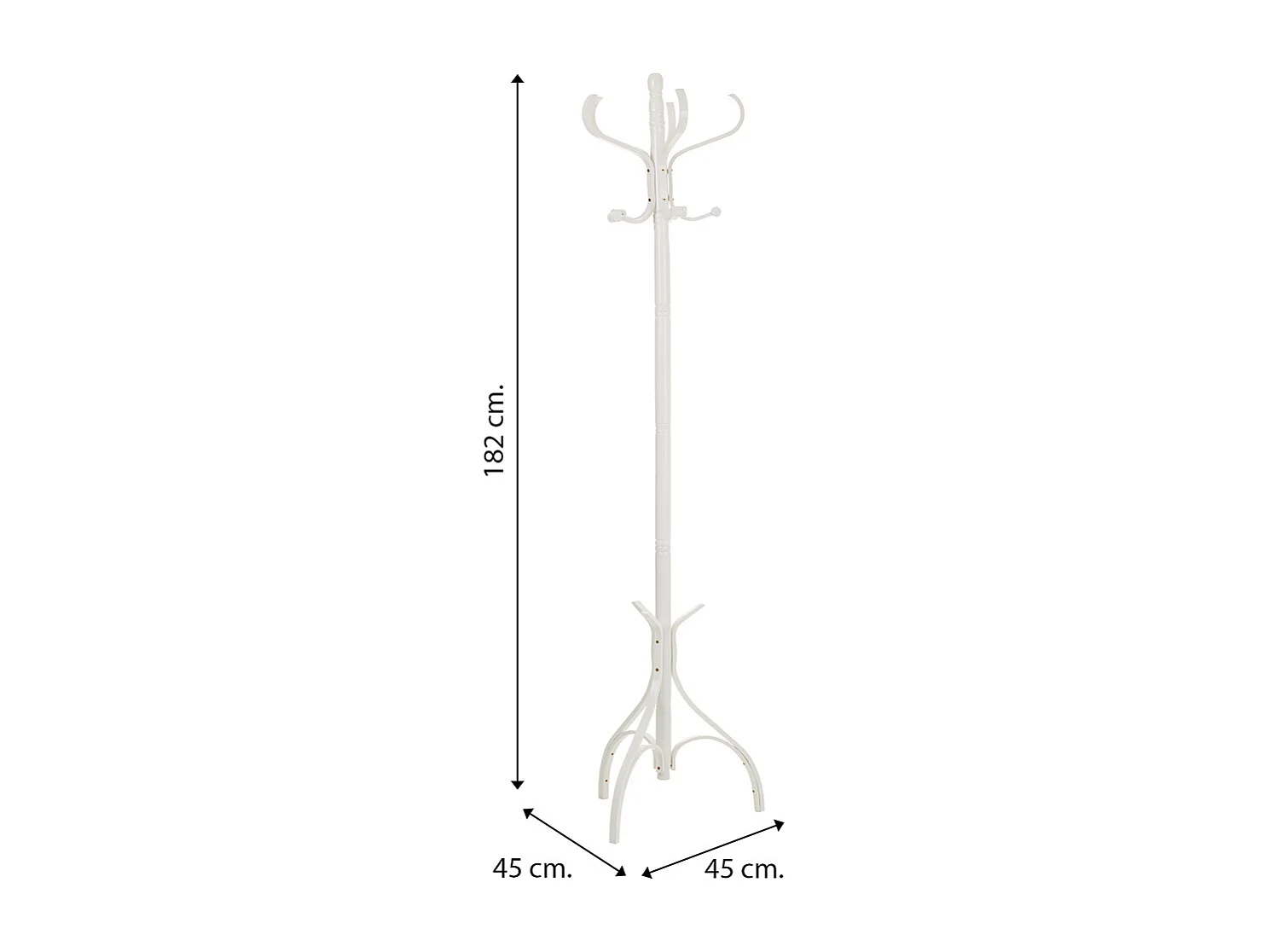 Weiße Garderobe aus Holz, 45x45x182h cm