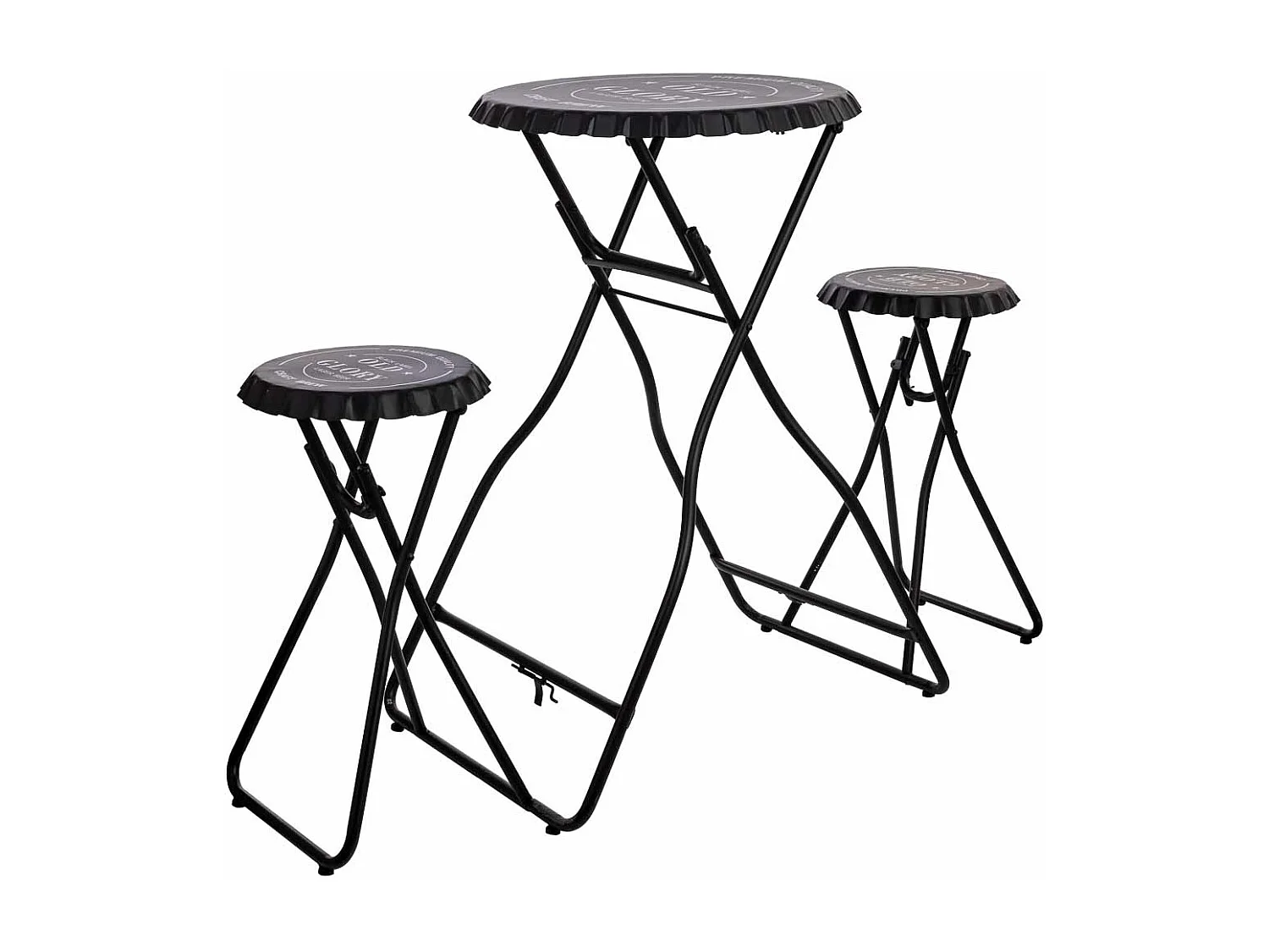 Tavolo con sgabelli pieghevoli in metallo 148x60x102h cm