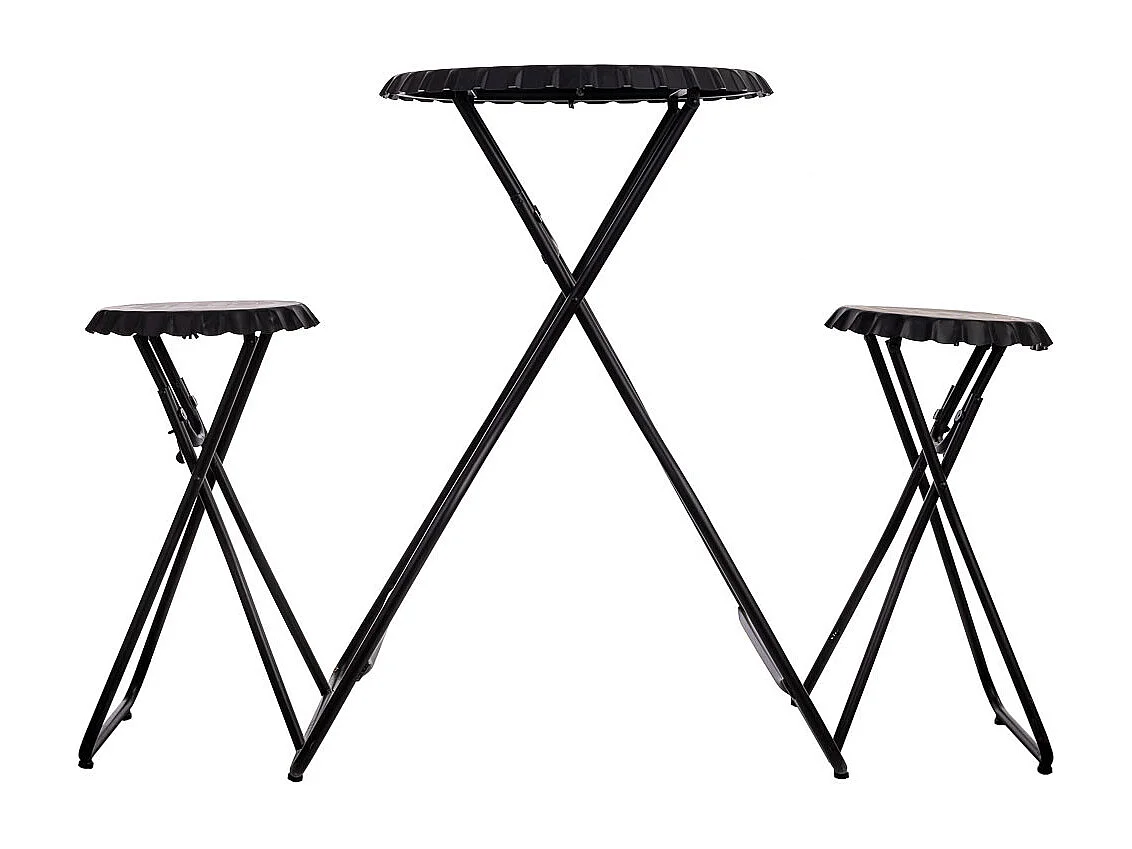 Tavolo con sgabelli pieghevoli in metallo 148x60x102h cm