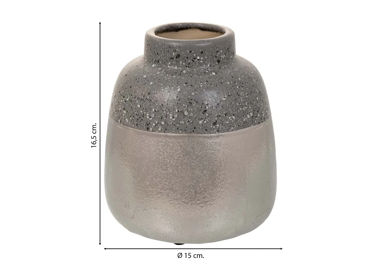 Silberne Keramikvase 15x15x16,5h cm