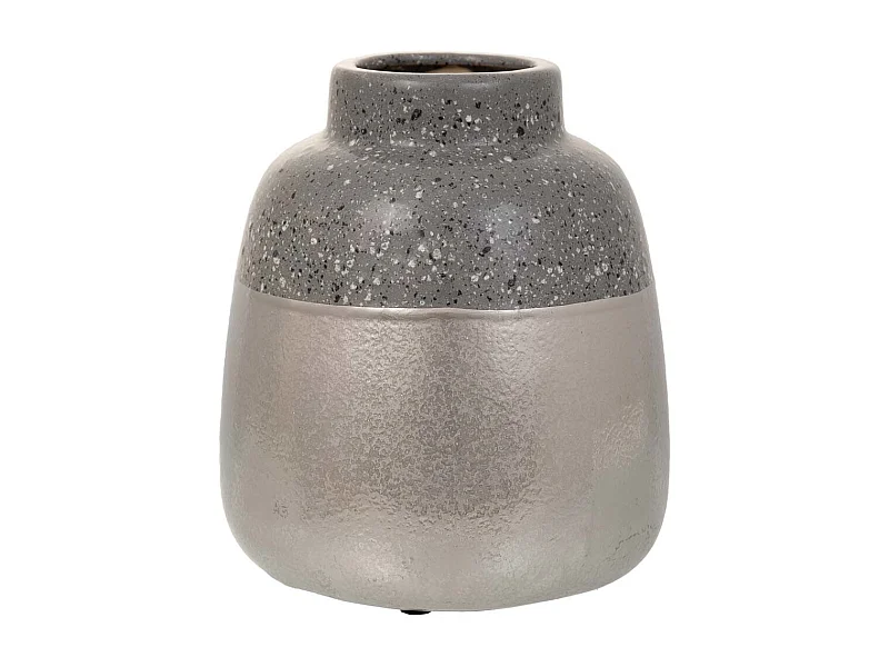 Vaso de cerâmica prateado 15x15x16,5