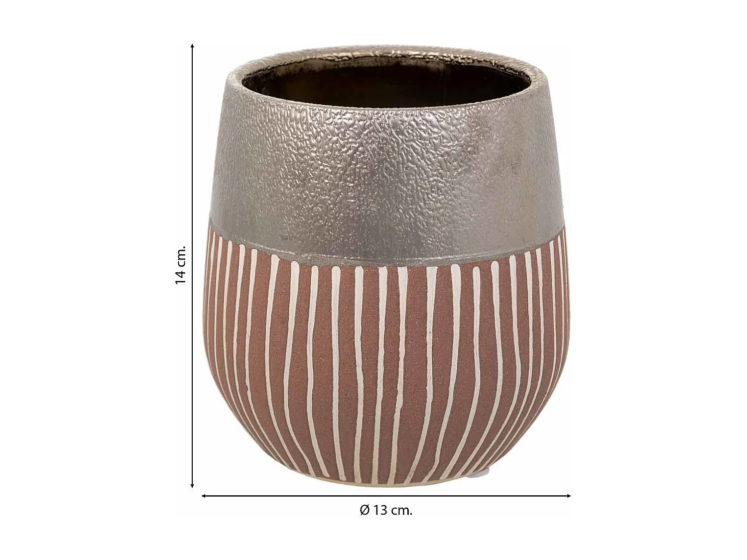 Vaso de cerâmica prateado 13x13x14