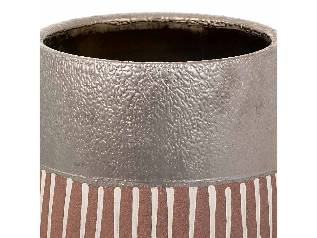 Vaso de cerâmica prateado 13x13x14