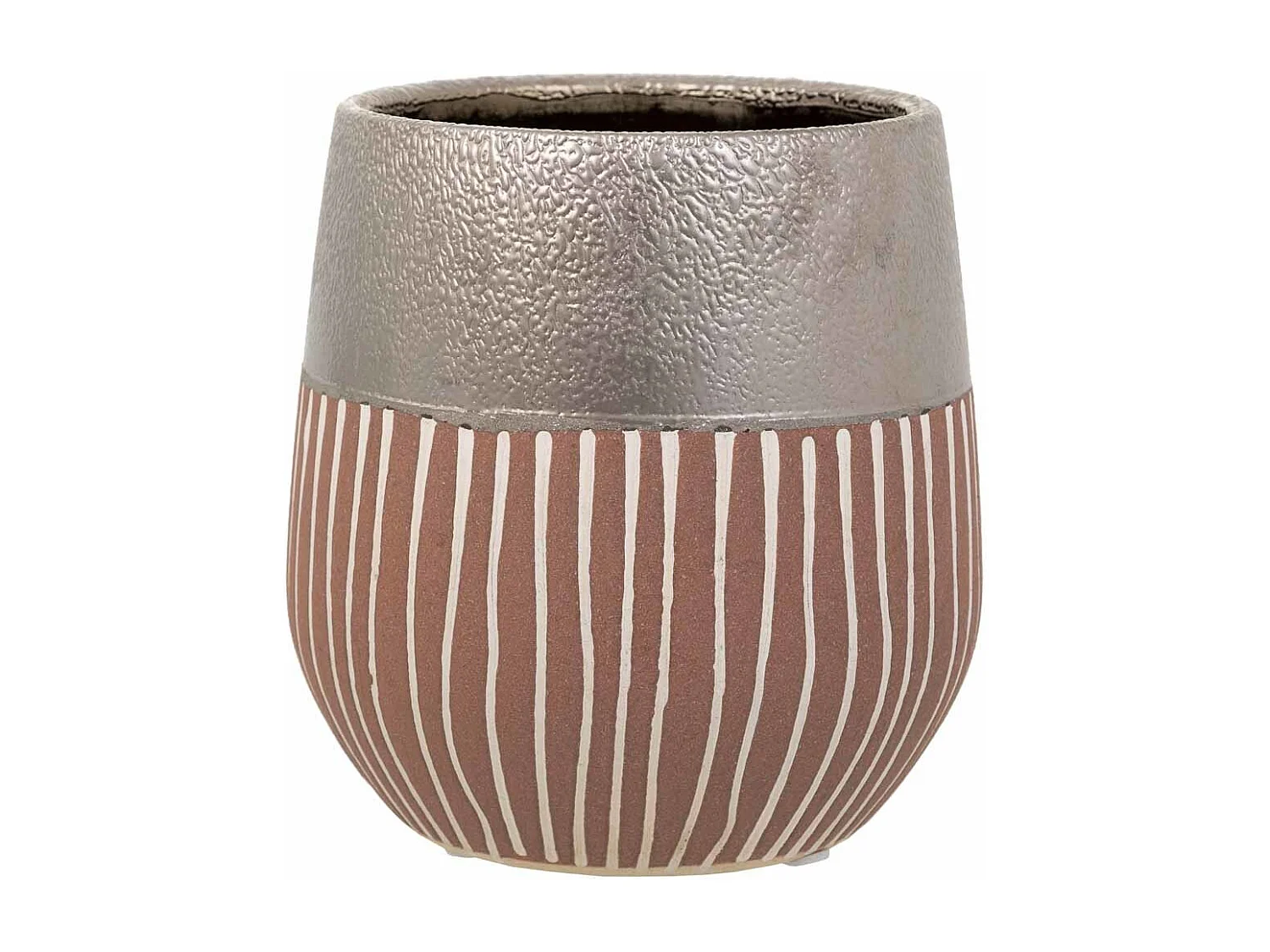 Vaso in ceramica argento 13x13x14h