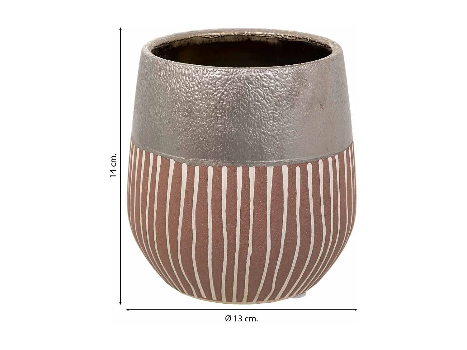 Silberne Keramikvase 13x13x14h cm