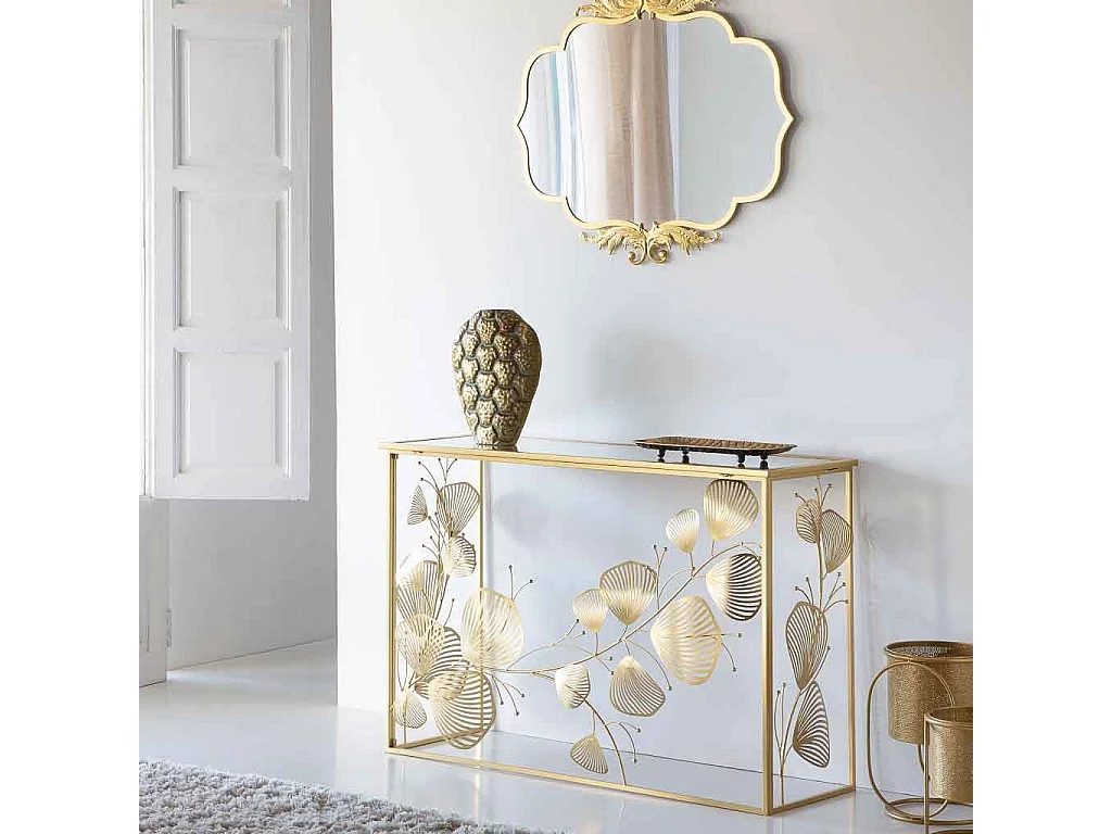 Goldene Metallvase 29x9,5x35h cm