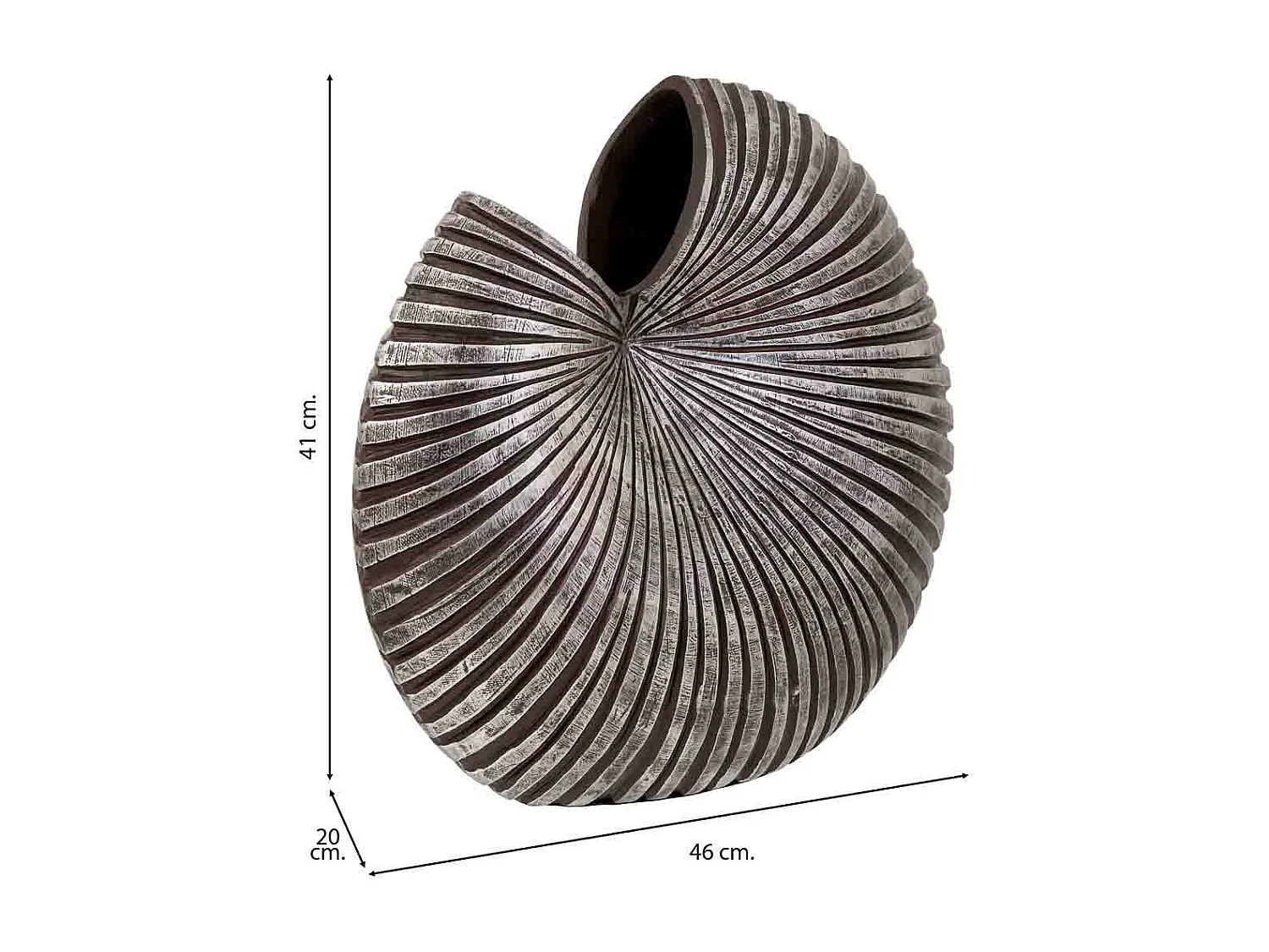 Silberne Polyresinvase 46x20x41h cm