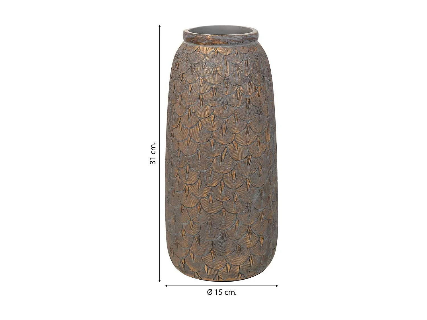 Vaso polirresina marrone 15x15x31h cm