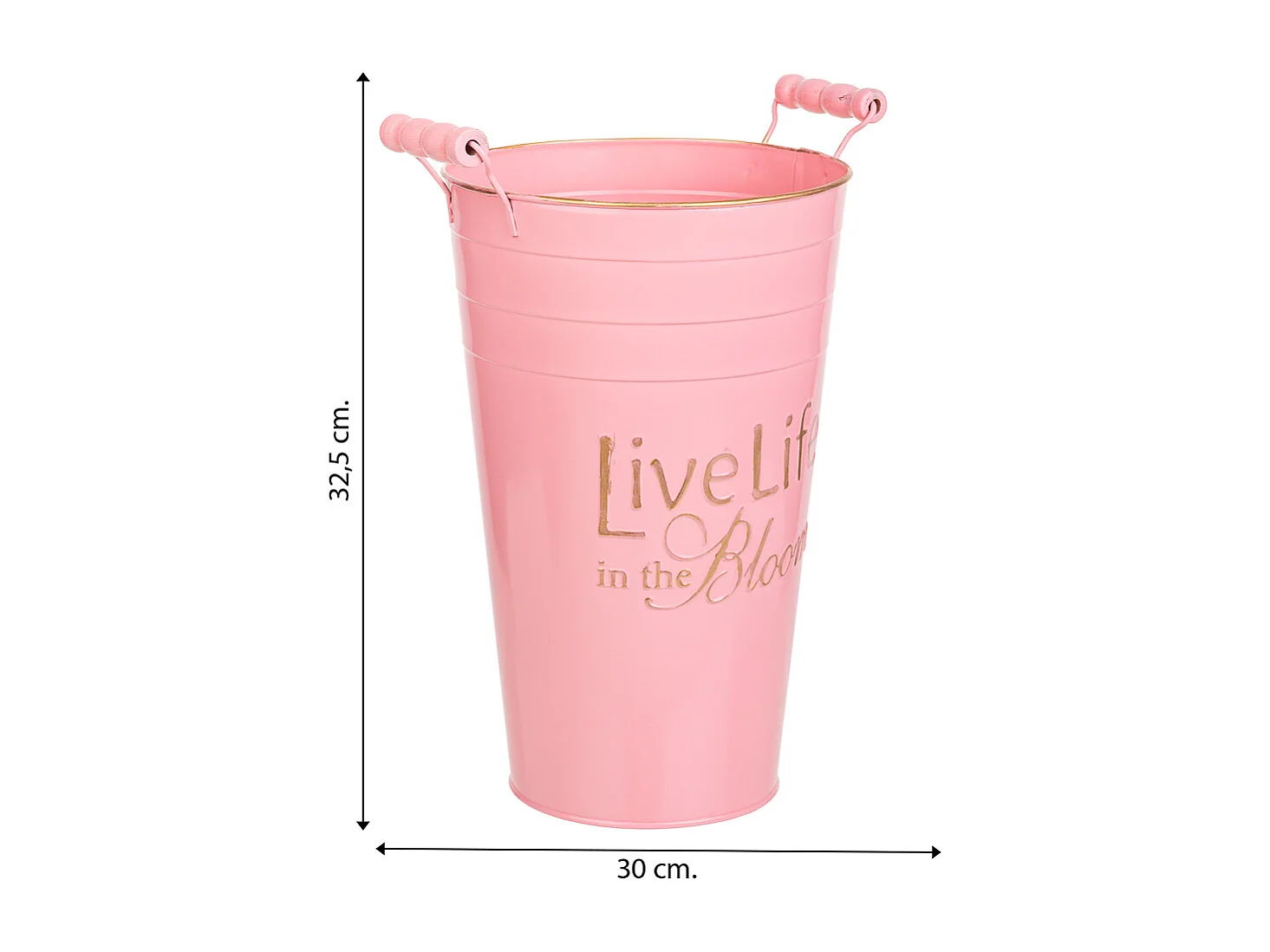 Vase en métal rose 24xd19x30/32.5h b:13