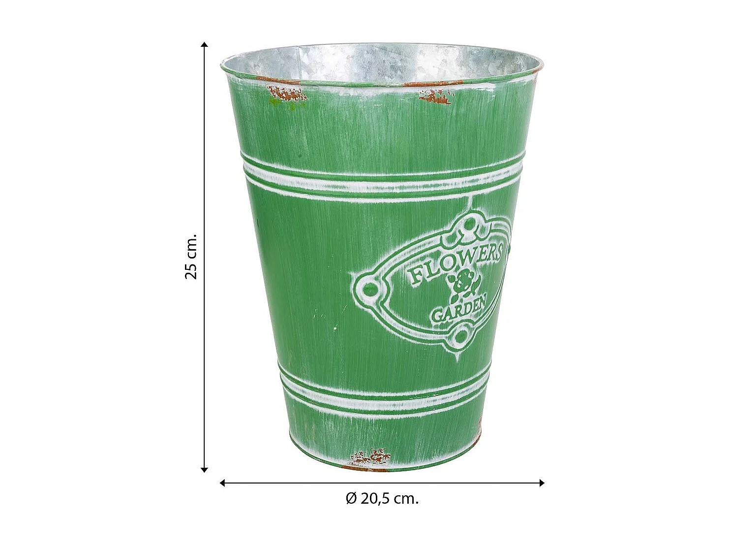 Vaso de metal verde d20,5x25 b:13