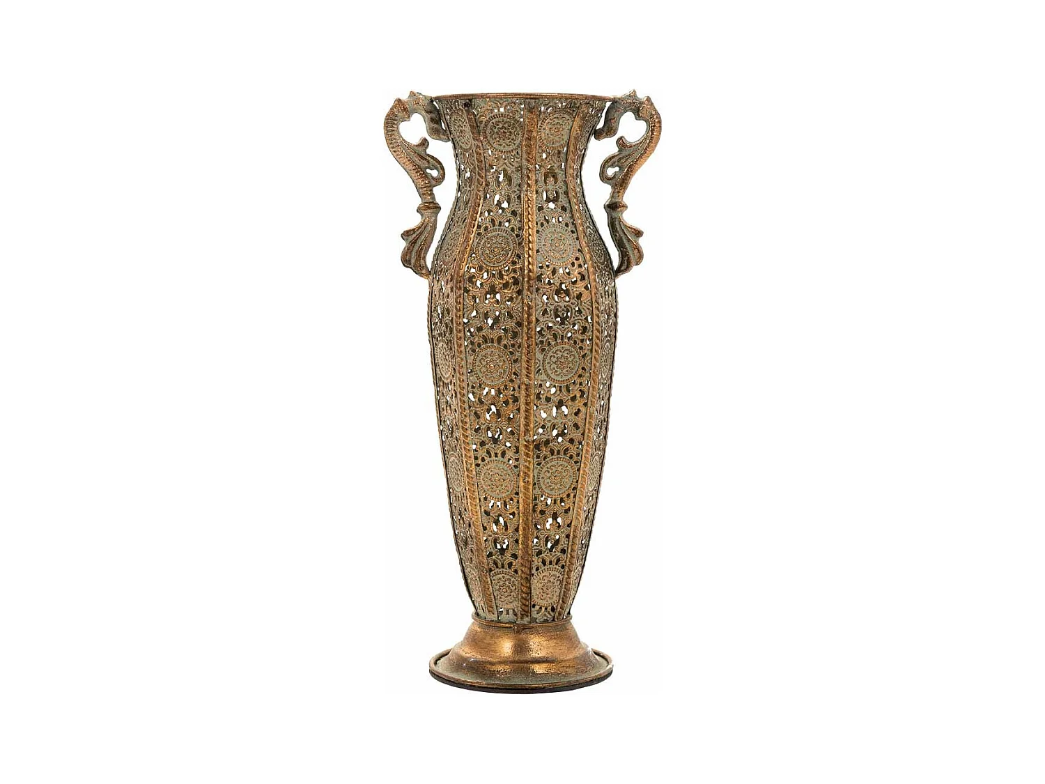 Vase en métal doré 15,5x11,5x34h