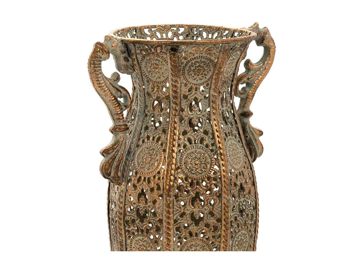 Jarrón de metal dorado 15,5x11,5x34