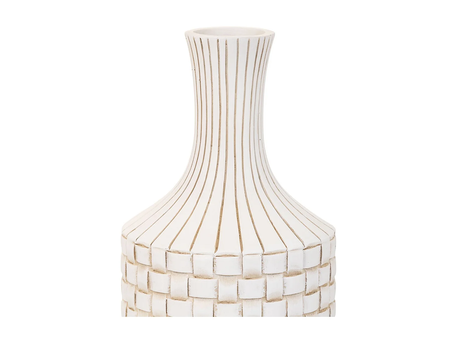 Vaso em poliresina branca 14,5x14,5x39,5