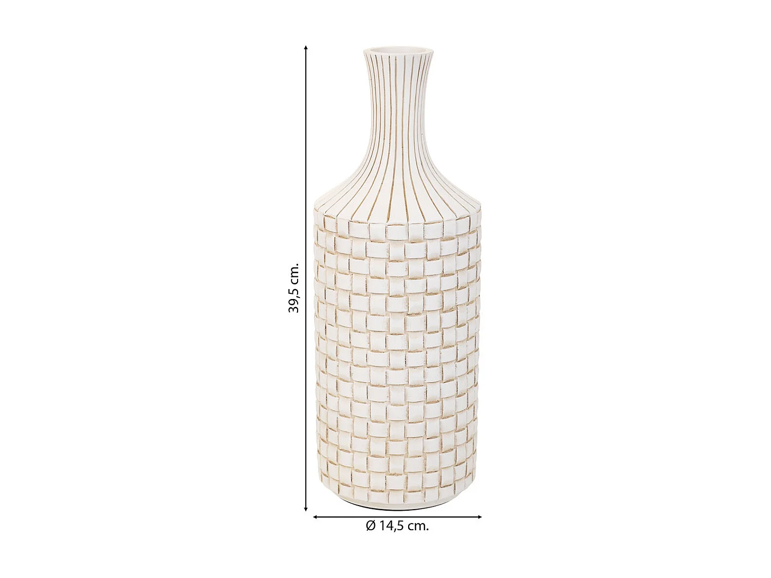 Vaso in poliresina bianco 14,5x14,5x39,5h