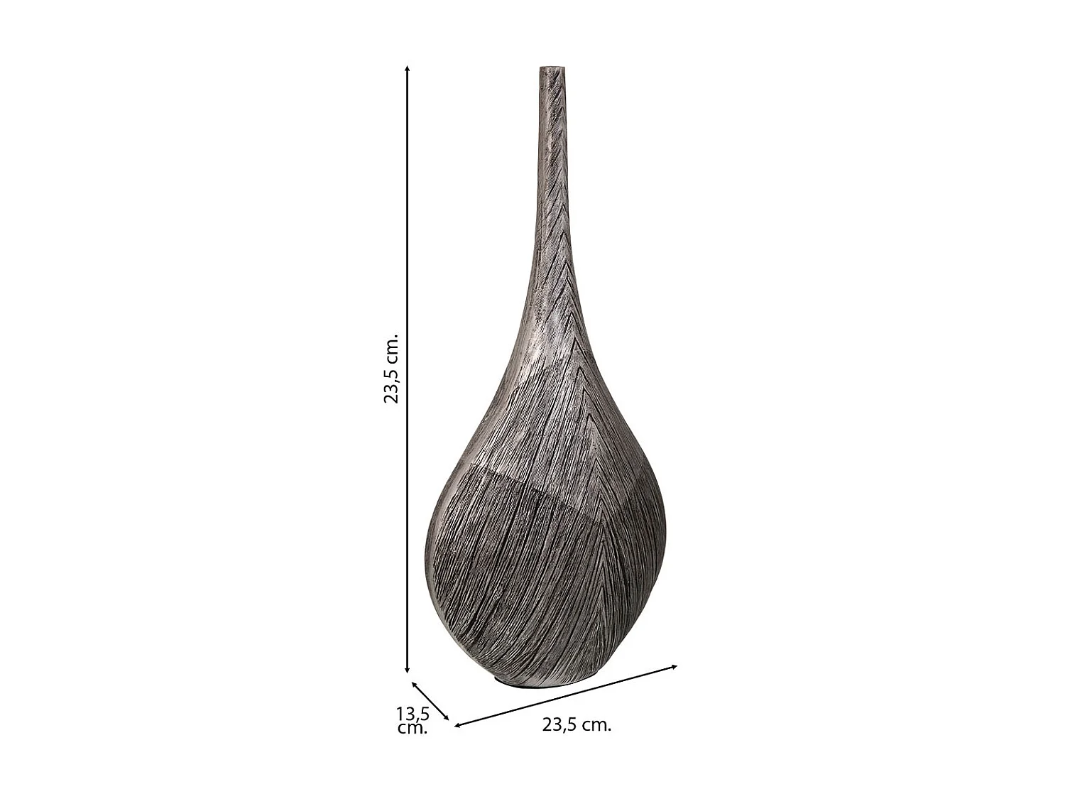 Silberne Vase aus Polyresin, 23,5 x 13,5 x 48,5 h cm