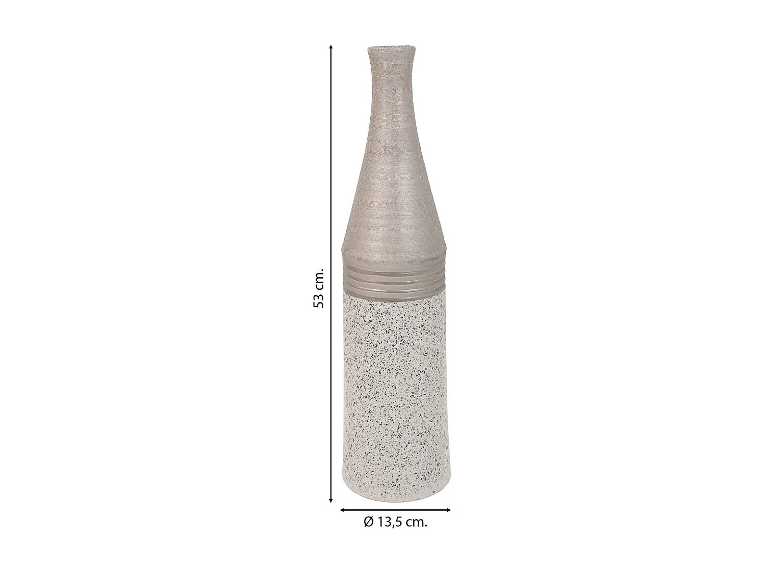 Vaso in ceramica argento 13,5x13,5x53h