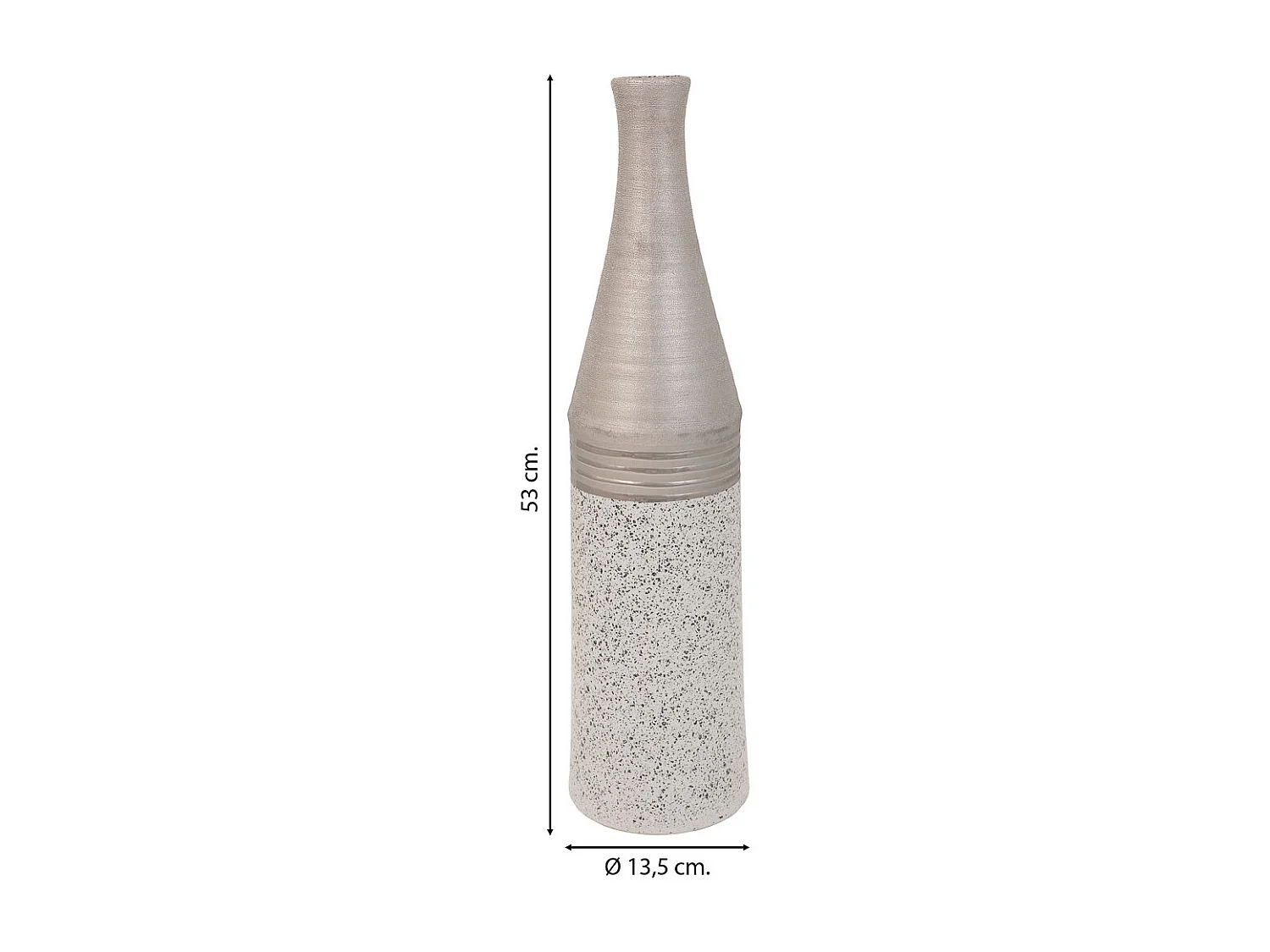 Silberne Keramikvase 13,5x13,5x53h cm